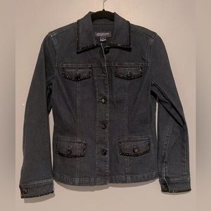 Dark Jean Jacket, Black Sparkle/Beading